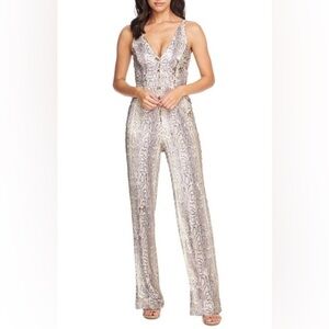 Women's Dress The Population Snake Print Sequin Jumpsuit size S (K)